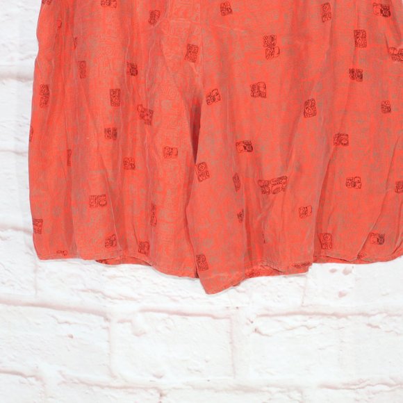 Out Of The Blue Orange Printed Silk High Waist Flowy Shorts Size Small - Picture 4 of 8